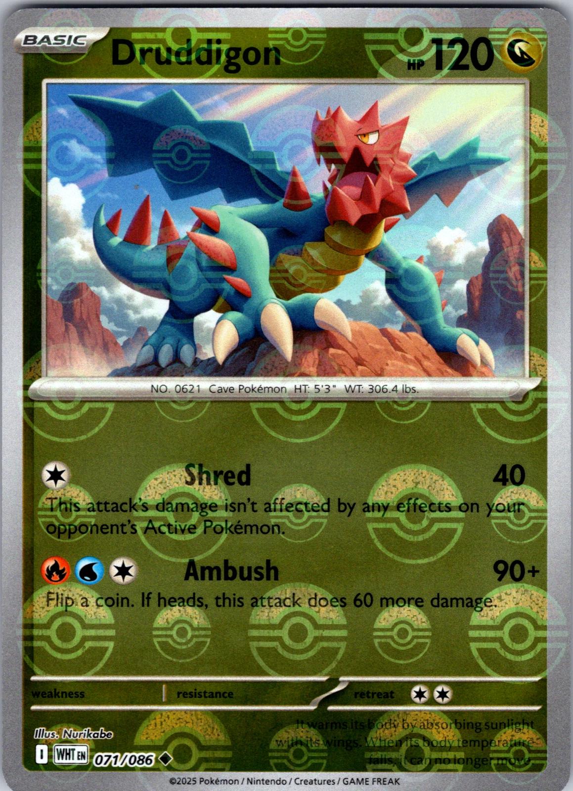 White Flare Druddigon [Poke-Ball] Pokémon card